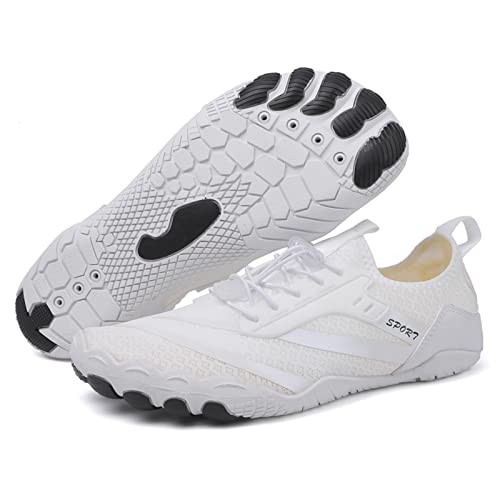 AONETIGER Badeschuhe Herren Wasserschuhe Damen Strandschuhe Sommer Atmungsaktiv Barfußschuhe rutschfeste Schwimmschuhe Surfschuhe Aquaschuhe Fitnessschuhe(S Weiß,35EU) von AONETIGER