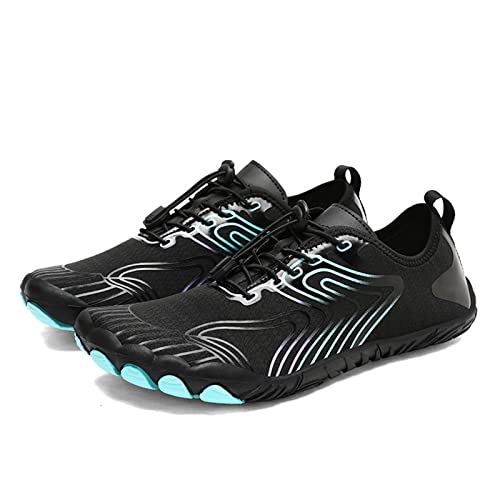 AONETIGER Badeschuhe Herren Wasserschuhe Damen Strandschuhe Sommer Atmungsaktiv Barfußschuhe rutschfeste Schwimmschuhe Surfschuhe Aquaschuhe Fitnessschuhe(Schwarz Grün,35EU) von AONETIGER