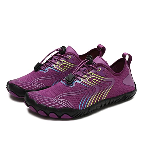 AONETIGER Badeschuhe Herren Wasserschuhe Damen Strandschuhe Sommer Atmungsaktiv Barfußschuhe rutschfeste Schwimmschuhe Surfschuhe Aquaschuhe Fitnessschuhe(Violett,35EU) von AONETIGER