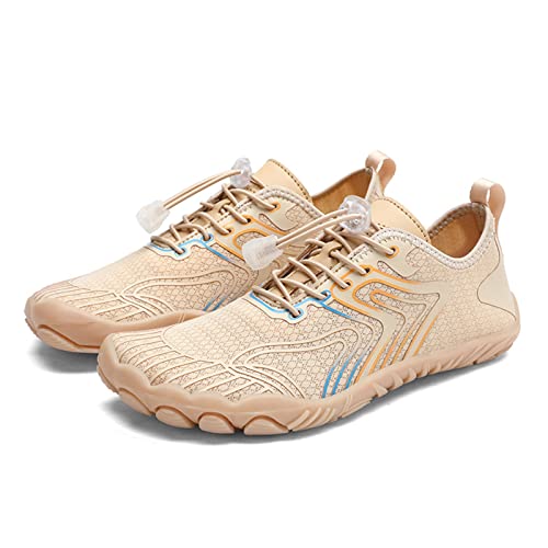 AONETIGER Badeschuhe Herren Wasserschuhe Damen Strandschuhe Sommer Atmungsaktiv Barfußschuhe rutschfeste Schwimmschuhe Surfschuhe Aquaschuhe Fitnessschuhe(Beige,38EU) von AONETIGER