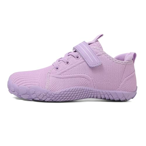 AONETIGER BarfußSchuhe Kinder Jungen MäDchen Hausschuhe Minimalistische Sneaker Breiter Zehenbox Schuhe Atmungsaktive Outdoor Wanderschuhe（4226 Purpurrot,35EU ） von AONETIGER