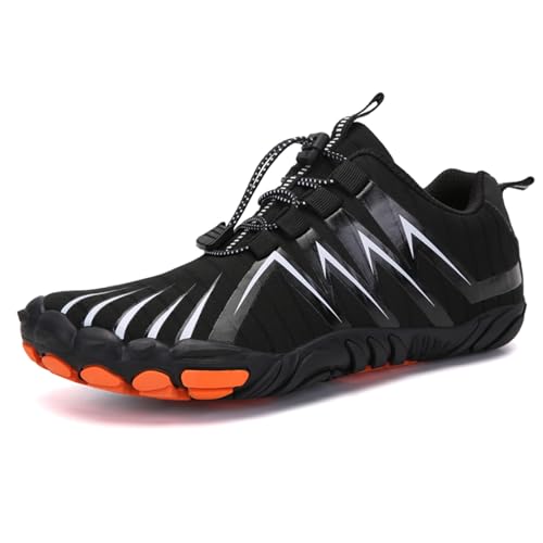 AONETIGER Barfußschuhe Damen Herren Traillaufschuhe Fitnessschuhe Atmungsakiv Leichte Barfussschuhe rutschfest Outdoor Wanderschuhe(A23 Schwarz,38EU) von AONETIGER