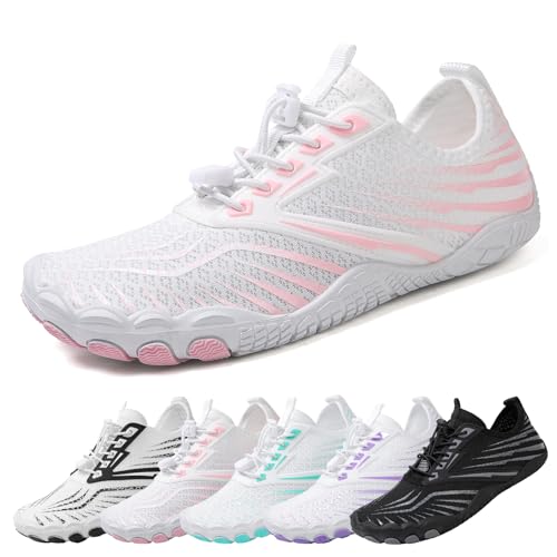 AONETIGER Barfußschuhe Herren Badeschuhe Damen Sommer Wasserschuhe Leicht Schwimmschuhe rutschfest Aquaschuhe Fitnessschuhe Schnell Trocknen Surfschuhe (12 Rosa/39EU) von AONETIGER