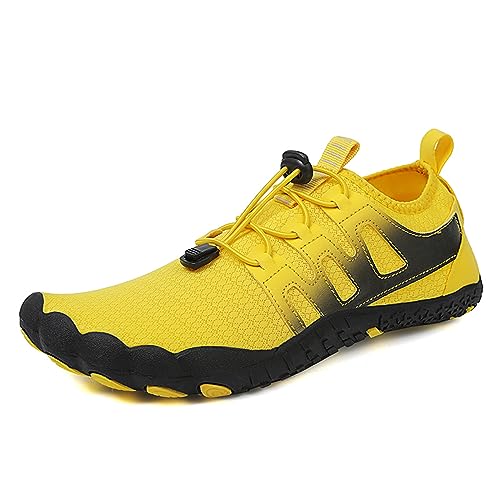 AONETIGER Barfußschuhe Herren Damen Wasserschuhe Aquaschuhe Leicht Atmungsaktiv Badeschuhe Strandschuhe rutschfeste Sommer Barfussschuhe Quick Dry Surfschuhe Schwimmschuhe(301 Gelb,41EU) von AONETIGER