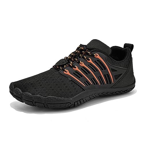 AONETIGER Barfußschuhe Herren Damen Wasserschuhe Aquaschuhe Leicht Atmungsaktiv Badeschuhe Strandschuhe rutschfeste Sommer Barfussschuhe Quick Dry Surfschuhe Schwimmschuhe(315 Schwarz,43EU) von AONETIGER