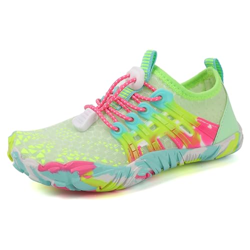 AONETIGER Barfußschuhe Kinder Barfussschuhe Atmungsaktiv Aquaschuhe Badeschuhe Strandschuhe Schnell Trocknend rutschfest Wasserschuhe(2388 Grün,26EU) von AONETIGER