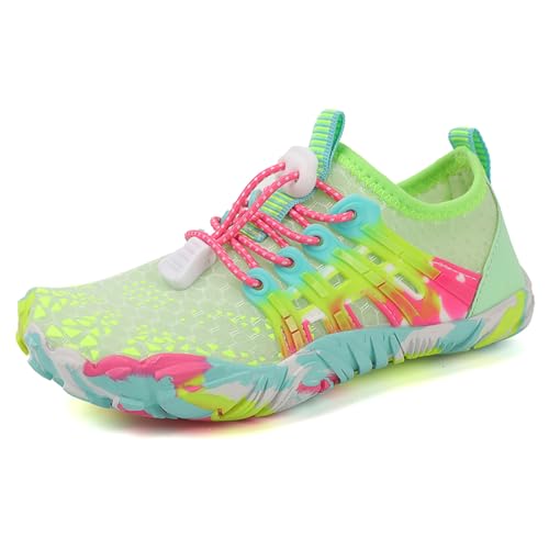 AONETIGER Barfußschuhe Kinder Barfussschuhe Atmungsaktiv Aquaschuhe Badeschuhe Strandschuhe Schnell Trocknend rutschfest Wasserschuhe(2388 Grün,33EU) von AONETIGER