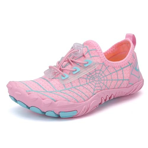 AONETIGER Barfußschuhe Kinder Barfussschuhe Atmungsaktiv Aquaschuhe Badeschuhe Strandschuhe Schnell Trocknend rutschfest Wasserschuhe(28 Rosa,30EU) von AONETIGER