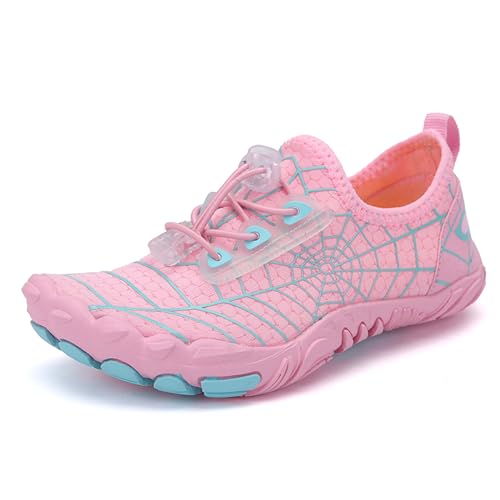 AONETIGER Barfußschuhe Kinder Barfussschuhe Atmungsaktiv Aquaschuhe Badeschuhe Strandschuhe Schnell Trocknend rutschfest Wasserschuhe(28 Rosa,31EU) von AONETIGER