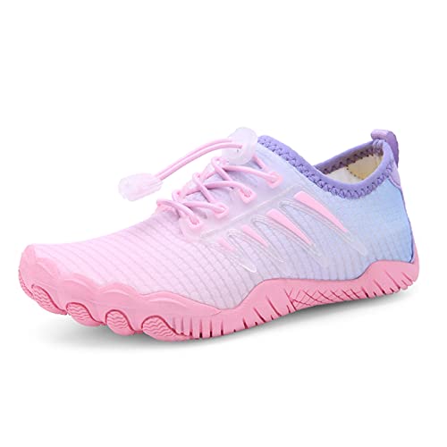 AONETIGER Barfußschuhe Kinder Barfussschuhe Atmungsaktiv Aquaschuhe Badeschuhe Strandschuhe Schnell Trocknend rutschfest Wasserschuhe(8305 Rosa,28EU) von AONETIGER