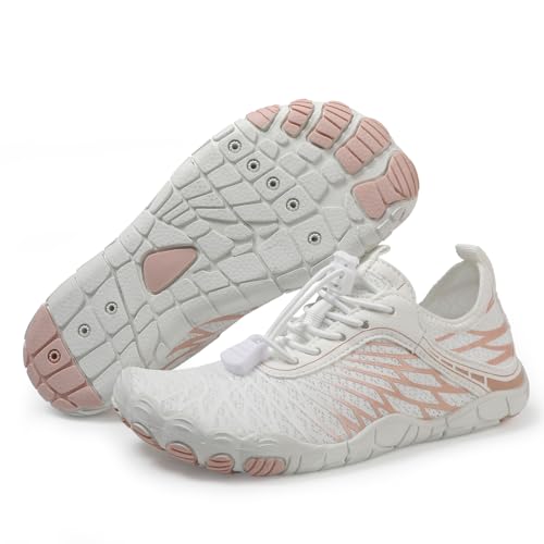 AONETIGER Barfußschuhe Kinder Barfussschuhe Atmungsaktiv Aquaschuhe Badeschuhe Strandschuhe Schnell Trocknend rutschfest Wasserschuhe(8305 Weiß,34EU) von AONETIGER