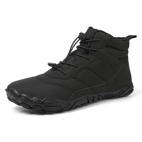 AONETIGER Barfußschuhe Winter Damen Herren Winterstiefel Gefüttert Warm Winterschuhe Wasserdicht Bequem Schneestiefel Rutschfeste Barfuss Schuhe(656 Schwarz,37EU) von AONETIGER