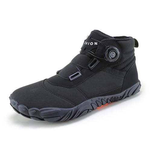 AONETIGER Barfußschuhe Winter Damen Herren Winterstiefel Gefüttert Warm Winterschuhe Wasserdicht Bequem Schneestiefel Rutschfeste Barfuss Schuhe(6811 Schwarz,42EU) von AONETIGER
