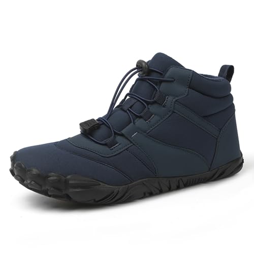 AONETIGER Barfußschuhe Winter Damen Herren Winterstiefel Gefüttert Warm Winterschuhe Wasserdicht Bequem Schneestiefel Rutschfeste Barfuss Schuhe(688 Blau,36EU) von AONETIGER