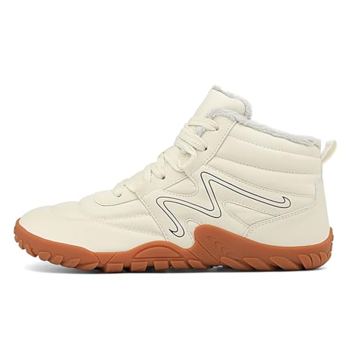 AONETIGER Barfußschuhe Winter für Damen Herren Wasserabweisende Winterstiefel Minimalistisch Rutschfeste und Weiche Barfussschuhe Breite Walking Schuhe(9938 Beige,40) von AONETIGER
