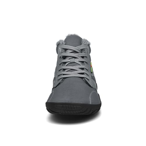 AONETIGER Barfußschuhe Winter für Damen Herren Wasserabweisende Winterstiefel Minimalistisch Rutschfeste und Weiche Barfussschuhe Breite Walking Schuhe(9939 Grau,43) von AONETIGER