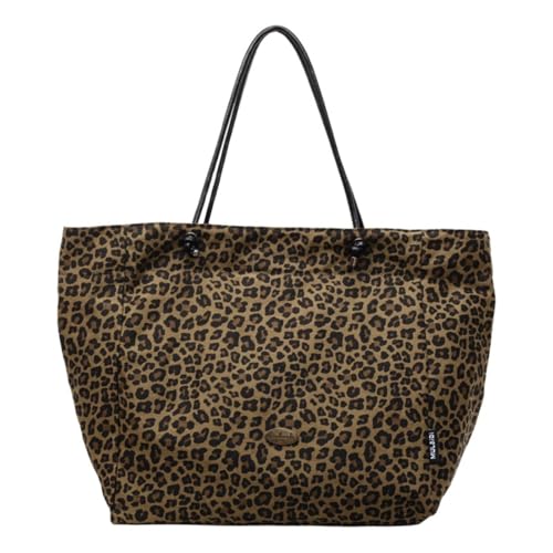 AONETIGER Damen Handtasche Leopard Canvas Hobo-Tasche mit Leopardenmuster Tote Bag Große Lässige Schultertasche Shopper Tasche von AONETIGER