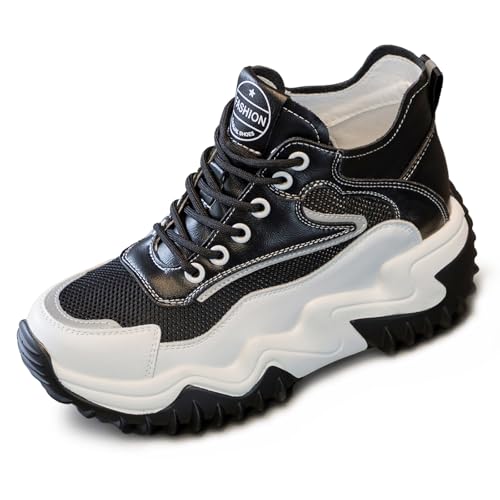 AONETIGER Damen Sneaker Keilabsatz Freizeitschuhe Atmungsaktives Moden Sportschuhe Keilsneaker Bequeme Running Outdoors (319 Schwarz,40EU) von AONETIGER