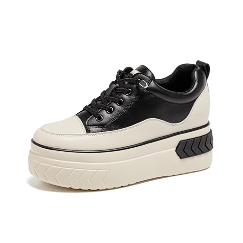 AONETIGER Damen Sneakers mit Keilabsatz Leichte Wedges Sportschuhe Bequeme Plateau Turnschuhe Mode Keilsneaker Atmungsaktiv Freizeitschuhe (1307 Schwarz,38EU) von AONETIGER