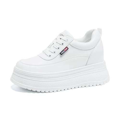 AONETIGER Damen Sneakers mit Keilabsatz Leichte Wedges Sportschuhe Bequeme Plateau Turnschuhe Mode Keilsneaker Atmungsaktiv Freizeitschuhe (1328 Weiß,36EU) von AONETIGER