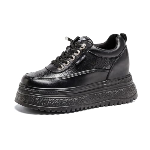 AONETIGER Damen Sneakers mit Keilabsatz Leichte Wedges Sportschuhe Bequeme Plateau Turnschuhe Mode Keilsneaker Atmungsaktiv Freizeitschuhe (1337 Schwarz,34EU) von AONETIGER