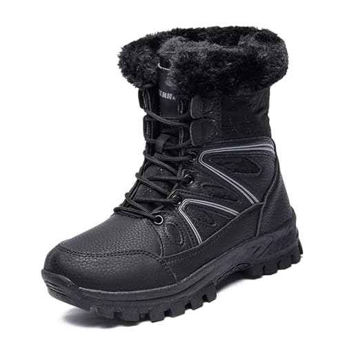 AONETIGER Damen Winterstiefel Wasserdicht Warme Gefüttert Winterschuhe rutschfest Schneestiefel Outdoor Wanderschuhe Leichte Winter Stiefel (Schwarz,41EU) von AONETIGER