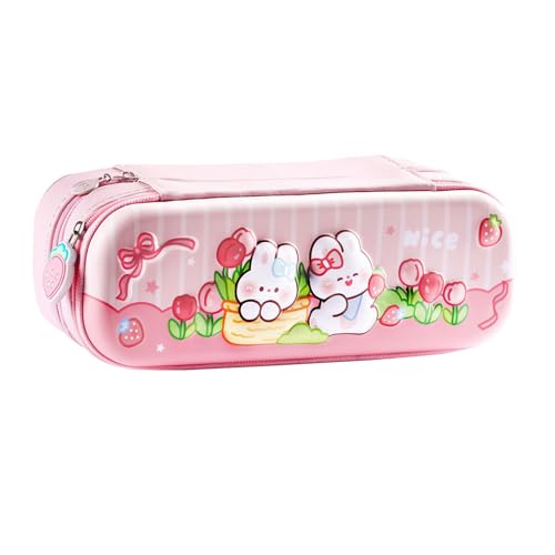 AONETIGER Federmäppchen Groß 3D Federmäppchen für Jungen und Mädchen wasserdichte Bleistift Box mit Fächern Stift Tasche (Pfirsich-Teeparty) von AONETIGER