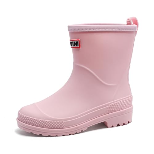 AONETIGER Gummistiefel Damen Gefüttert Wasserdicht Chelsea Boots Halbhoch Regenstiefel Atmungsaktiv Regenschuhe Federleichte Gartenschuhen(Rosa,40 EU) von AONETIGER