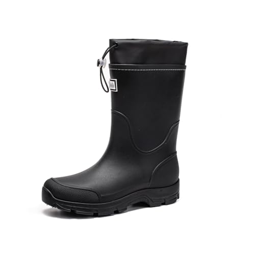 AONETIGER Gummistiefel Damen Halbhoch Regenstiefel Wasserdicht Regenschuhe rutschfest Gummistiefeletten Mode Gartenschuhe Bequeme Rain Boots (17 Schwarz,40EU) von AONETIGER