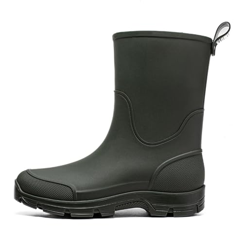AONETIGER Gummistiefel Damen Halbhoch Wasserdichte Rutschfeste Regenstiefel Atmungsaktiv Leicht Bequeme Chelsea Boots(17 Grün,36) von AONETIGER
