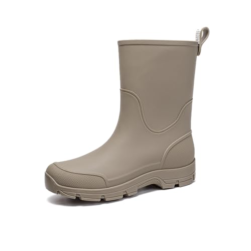 AONETIGER Gummistiefel Damen Herren Halbhoch Regenstiefel Wasserdicht Regenschuhe rutschfest Gummistiefeletten Mode Gartenschuhe Bequeme Rain Boots (Grau,42EU) von AONETIGER