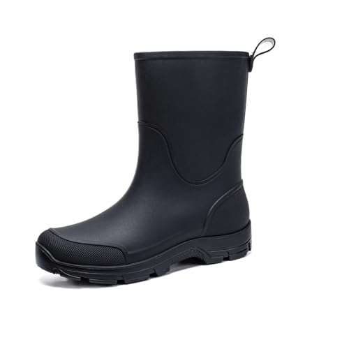 AONETIGER Gummistiefel Damen Herren Halbhoch Regenstiefel Wasserdicht Regenschuhe rutschfest Gummistiefeletten Mode Gartenschuhe Bequeme Rain Boots (Schwarz,43EU) von AONETIGER