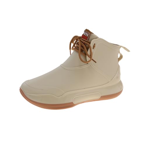 AONETIGER Gummistiefel Damen Herren Regenschuhe Wasserdicht Halbhohe Regenstiefel Bequem Gartenstiefel Outdoor Freizeit Regen Schuhe (220 Beige,43EU) von AONETIGER