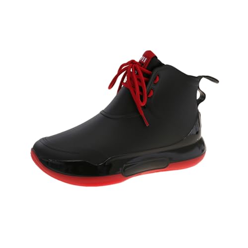 AONETIGER Gummistiefel Damen Herren Regenschuhe Wasserdicht Halbhohe Regenstiefel Bequem Gartenstiefel Outdoor Freizeit Regen Schuhe (220 Schwarzrot,36EU) von AONETIGER