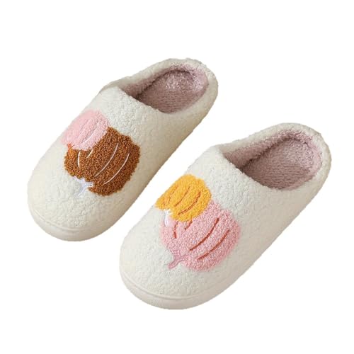 AONETIGER Hausschuhe Damen Herren Winter Flauschige Pantoffeln mit Rutschfester Sohle Weich Warm Indoor Outdoor Hausschuhe für Erwachsene Frauen(1022 Weiß,36/37) von AONETIGER