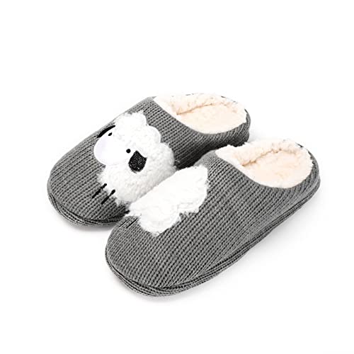 AONETIGER Hausschuhe Damen Winter Warme Flauschige Hausschuhe Plüsch Herren Pantoffeln Bequeme Kunstpelz Gefüttert Rutschfeste Slippers(35/36EU,Weißes Schaf) von AONETIGER