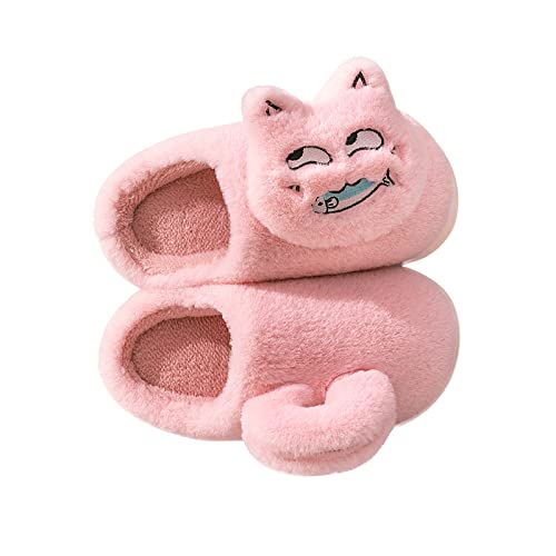 AONETIGER Hausschuhe Damen Winter Warme Flauschige Hausschuhe Plüsch Herren Pantoffeln Bequeme Kunstpelz Gefüttert Rutschfeste Slippers(36/37EU,Rosa Katze) von AONETIGER