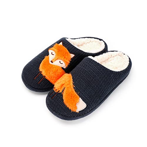 AONETIGER Hausschuhe Damen Winter Warme Flauschige Hausschuhe Plüsch Herren Pantoffeln Bequeme Kunstpelz Gefüttert Rutschfeste Slippers(37/38EU,Orangefarbener Fuchs) von AONETIGER