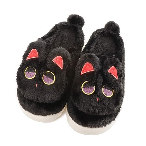 AONETIGER Hausschuhe Damen Winter Warme Flauschige Hausschuhe Plüsch Herren Pantoffeln Bequeme Kunstpelz Gefüttert Rutschfeste Slippers(42/43EU,6318 Schwarz) von AONETIGER