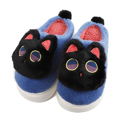 AONETIGER Hausschuhe Damen Winter Warme Flauschige Hausschuhe Plüsch Herren Pantoffeln Bequeme Kunstpelz Gefüttert Rutschfeste Slippers(44/45EU,6318 Blau) von AONETIGER