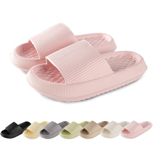 AONETIGER Hausschuhe Damen Wolkenschuhe Original Rutschfeste Gummi-Hausschuhe Super Weiche Offener Zehentranner Herbst-Latschen(6026 Rosa,36/37) von AONETIGER