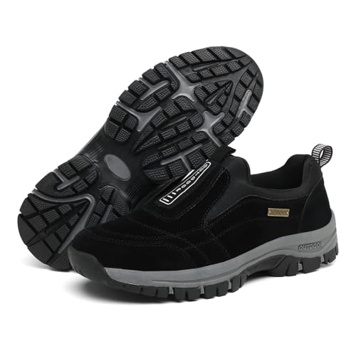 AONETIGER Herren Ergonomischer Orthopädische Wanderschuhe Schmerzlinderungs Outdoor rutschfeste Turnschuhe Bequem Leichte Freizeitschuhe (Schwarz,43EU) von AONETIGER