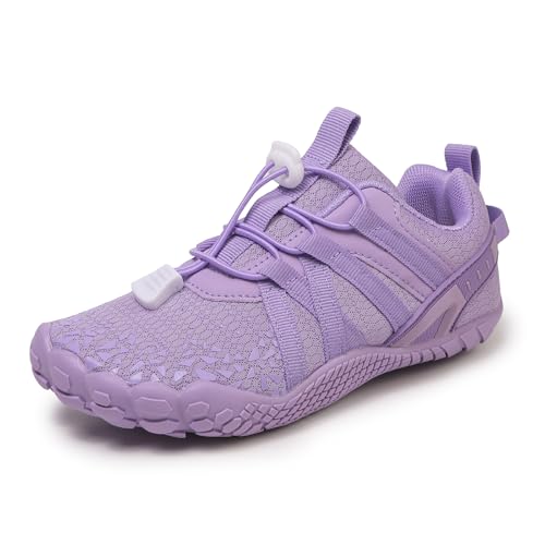 AONETIGER Kinder Barfußschuhe Junge Mädchen Barfussschuhe Schnell Trocknend Traillaufschuhe Leicht Atmungsaktiv Sportschuhe rutschfest Wanderschuhe (Violett,35EU) von AONETIGER