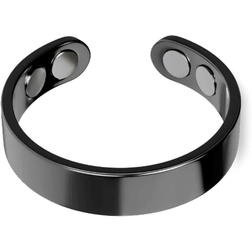 AONETIGER Magnetring Damen Herren Manschette Gesundheits Heilmagneten Ultrastarke Magnete Einstellbare GrößE Ringe (1 Pcs,Schwarz) von AONETIGER