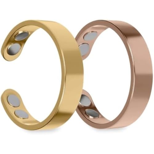 AONETIGER Magnetring Damen Herren Manschette Gesundheits Heilmagneten Ultrastarke Magnete Einstellbare GrößE Ringe (Gold und Roségold,2 Pcs) von AONETIGER
