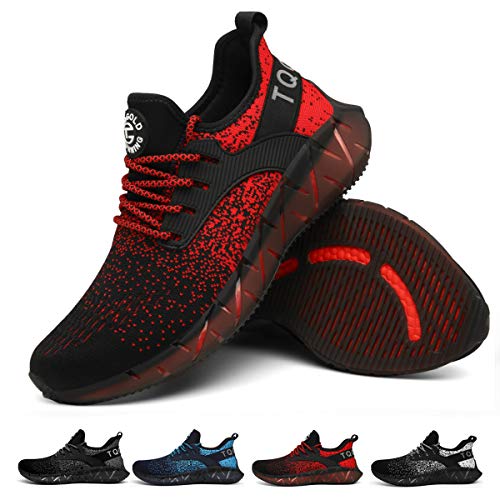 AONETIGER Schuhe Herren Damen Sportschuhe Laufschuhe Running Sneaker Turnschuhe（Schwarz Rot,Größe 39） von AONETIGER