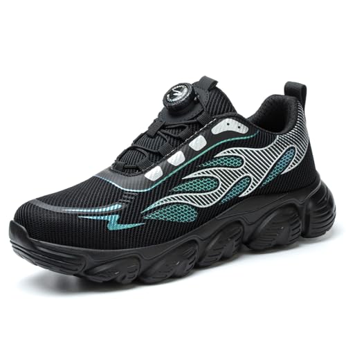 AONETIGER Sicherheitsschuhe Herren Arbeitsschuhe Damen Anti-Smashing Atmungsaktiv Stahlkappenschuhe Sportliche Anti-Rutsch Schnellschnürung Schutzschuhe (Schwarz,48EU) von AONETIGER