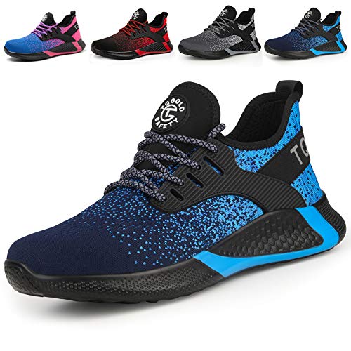 AONETIGER Sicherheitsschuhe Herren Damen Leicht Arbeitsschuhe Stahlkappe Sportlich Schutzschuhe Atmungsaktiv rutschfest Schuhe Sneaker(Größe 47,Blau) von AONETIGER