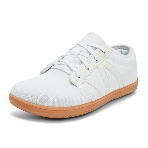 AONETIGER Unisex Barfußschuhe Damen Herren Breite Barfuss Schuhe Weich Bequem Walkingschuhe Fitnessschuhe Trailrunning Barfussschuhe Sneaker(036 Weiß,37EU) von AONETIGER