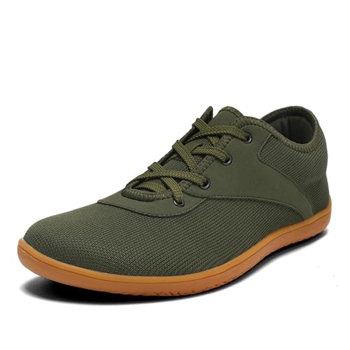 AONETIGER Unisex Barfußschuhe Damen Herren Breite Barfuss Schuhe Weich Bequem Walkingschuhe Fitnessschuhe Trailrunning Barfussschuhe Sneaker(038 Grün,40EU) von AONETIGER